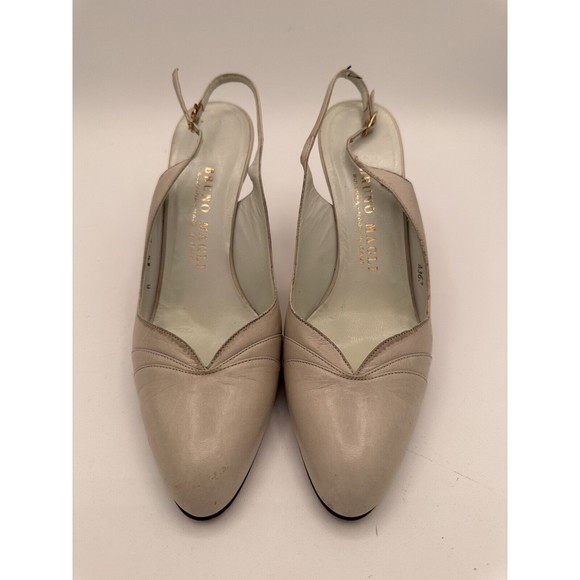 Vintage Bruno Magli Italy Heels Women's 6.5 B Cream/White Leather Slingback - Picture 1 of 11